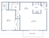 Andover Park floor plan C featuring 1 bedroom, 1 bath, and an open-concept living area with kitchen, dining space, and balcony, covering 650 sq ft.