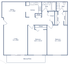 Modern Andover Park floor plan showcasing an inviting 2 bed, 1.5 bath layout across 920 sq ft, featuring an open living and dining area, a functional kitchen, and a cozy balcony.