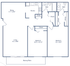 Modern floor plan of Andover Park apartment with 2 bedrooms, 1.5 baths, spacious living and dining areas, and a cozy balcony, totaling 920 sq ft.