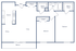 Modern floor plan with 2 bedrooms, spacious living and dining area, kitchen, and balcony, all within 1,006 sq ft.