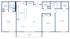 Modern 3-bedroom, 2-bath floor plan with spacious living area, stylish kitchen, and private balcony, encompassing 1,250 sq ft at 21 Kristin Apartment Homes.