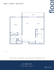 Modern 2D floor plan of a 1 bed, 1 bath apartment featuring a spacious living and dining area, kitchen with desk, and a private balcony in Schaumburg, IL, 760 sq ft.