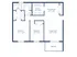 Elegant floor plan featuring 2 bedrooms, a modern kitchen, dining room, spacious living room, and private balcony.