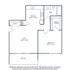 Modern floor plan featuring one-bedroom with walk-in closet, spacious living room, fully equipped kitchen, and inviting balcony.