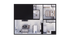 Modern apartment floor plan with a cozy bedroom, stylish living room, sleek kitchen, and compact bathroom layout.