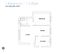 Modern floor plan of a 750 square feet apartment featuring 1 bedroom, 1 bath, open living and dining area, and a functional kitchen.