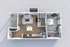 Modern 3D floor plan showcasing a 1-bedroom apartment with an open-concept living area, stylish kitchen, and cozy balcony.