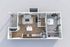 Modern 3D floor plan showcasing a chic apartment layout with a cozy bedroom, sleek kitchen, and inviting living area with stylish wood flooring.