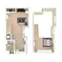 Charming 2-story floor plan featuring a cozy living area, modern kitchen, sleek bathroom, and a spacious bedroom with ample natural light.