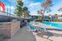 Inviting outdoor area featuring a sparkling swimming pool, stylish lounge chairs, and a modern BBQ setup surrounded by lush greenery.