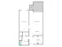 Modern floor plan featuring 1 bedroom, open living and dining area, cozy kitchen, and relaxing patio.
