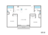 Modern 870 sq ft floor plan with 2 bedrooms, open living and dining area, stylish kitchen, and a private balcony.