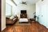 fully furnished living room with ceiling fan