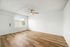 bedroom with wooden floor and ceiling fan