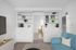 virtually staged living room with built in storage