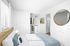 Virtually staged bedroom with large closet and built-in storage