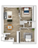 Two-Bedroom One-Bathroom Floor Plan