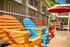 colorful pool side chairs at Solaris at The Biltmore