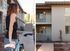 split image of woman standing with bike and 2 story apartment building at Oasis 20