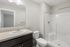 Large bathroom with shower tub