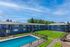 second floor view of courtyard and pool at forty9 jamieson