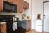 Fully Furnished One-Bedroom, One-Bathroom Floor Plan Kitchen
