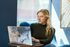 woman using co-working space