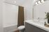bathroom with bath and shower tub combo and large vanity mirror