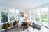 Dining area with bench and table for two