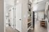 Virtually staged studio at Solaris at Tucson showing the hallway into the bathroom