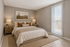 Virtually staged bedroom at solaris at the biltmore with a bed, nightstands and arizona inspired art above it