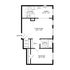 2D Rendering of 1-Bedroom Floor Plan