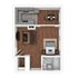 3D Furnished Rendering of Studio Floor Plan