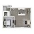 One-Bedroom, One-Bathroom Floor Plan Rendering