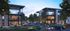 Modern apartment buildings with large windows, lush gardens, and evening ambiance create a delightful living experience.