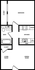 Chic floor plan highlighting a sleek kitchen with bar, inviting living and dining areas, cozy bedroom, and modern bath.