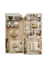 Charming 3D floor plan showcasing a single-bedroom apartment with a modern kitchen, inviting living area, and convenient in-unit laundry.