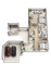 Modern 3D floor plan showcasing a stylish apartment with two bedrooms, an open-plan living and dining area, a spacious kitchen, and a double garage.