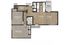 2-bedroom, 1.5-bath floor plan with living/dining area, kitchen, two patios, and two bedrooms