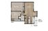 2-bedroom floor plan with living/dining area, kitchen, bath, and balcony.