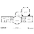 Charming floor plan showcasing a spacious layout with a large kitchen, cozy den, elegant living room, and inviting dining area, perfect for comfortable living.