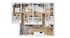 Contemporary 3-bedroom apartment floor plan showcasing an open living area, stylish kitchen, and modern bathrooms, ideal for comfortable living.
