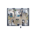 2 Bed, 2 Bath Carleton Student Housing floorplan