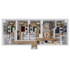 Modern 3D apartment floor plan with three cozy bedrooms, an inviting living room, and a sleek kitchen design.