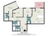 Elegant 2D floor plan showcasing 3 bedrooms, a modern kitchen, and a cozy living room with access to a private balcony, total 921 sq ft.