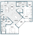 D1 Floorplan; 2 bedroom/2 bathroom