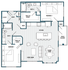 E Floorplan; 2 Bedroom/2 Bathroom