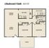 2 Bed/ 1 Bath Floorplan