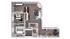 Modern L-shaped 2-bedroom apartment floor plan featuring spacious living room, stylish kitchen, and two elegant bathrooms.