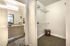 College Town, interior, walk in closet, bathroom, wire shelves, wood cabinet, bath mat, large mirror,